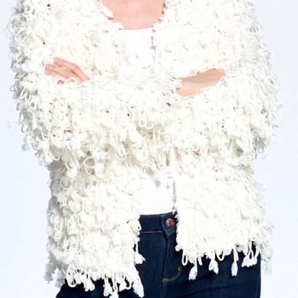 Sweet Generis Cream Shaggy Fur Knit Jacket - Picture 4 of 6
